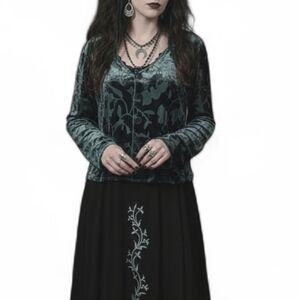 Vintage Rabbit Rabbit Rabbit Velvet Devoré Top Green Whimsygoth Size 14